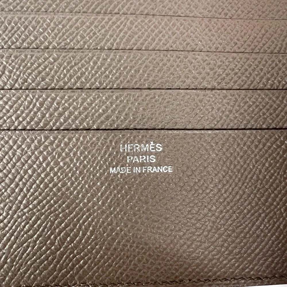 Hermes MC2 Copernic Compact Bill Wallet Mens Etain Epsom Leather Bi-Fold‎ France